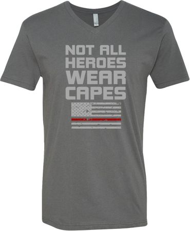 Not All Heroes Wear Capes Firefighter Adult V-Neck T-Shirt