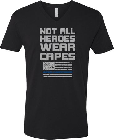 Not All Heroes Wear Capes Police Officer Adult V-Neck T-Shirt