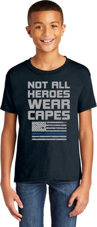 Not All Heroes Wear Capes Police Officer Kids Soft Style T-Shirt