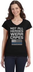 Not All Heroes Wear Capes Police Officer Ladies Fit V-Neck T-Shirt Not All Heroes Wear Capes Police Officer Ladies Fit V-Neck T-Shirt