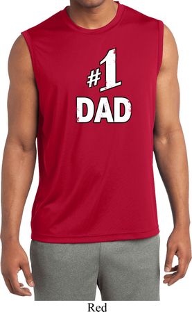 Number 1 Dad Mens Sleeveless Moisture Wicking Shirt