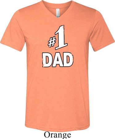 Number 1 Dad Mens Tri Blend V-neck Shirt