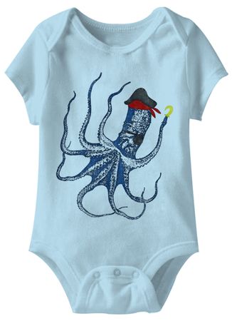 Octopus Funny Baby Romper Light Blue Infant Babies Creeper