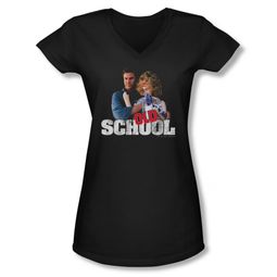 Old School Shirt Juniors V Neck Frank And Friend Black Tee T-Shirt Old School Shirt Juniors V Neck Frank And Friend Black Tee T-Shirt