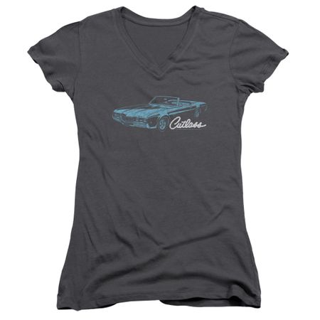 Oldsmobile Juniors V Neck Shirt 68 Cutlass Charcoal T-Shirt