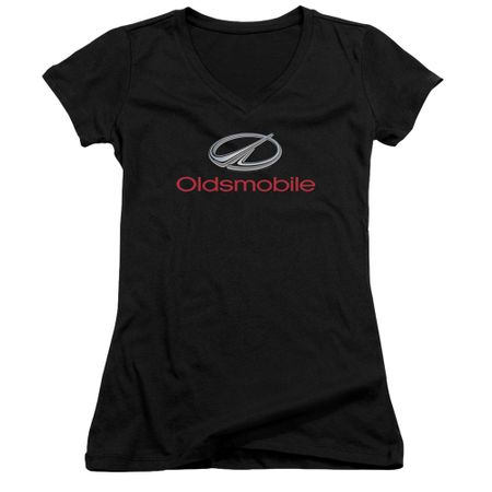 Oldsmobile Juniors V Neck Shirt Modern Logo Black T-Shirt