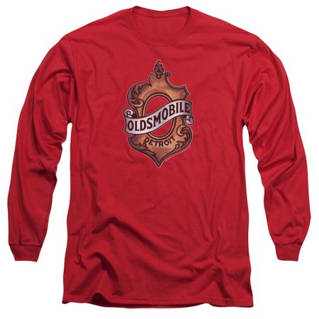 Oldsmobile Long Sleeve Shirt Detroit Emblem Red Tee T-Shirt