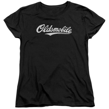Oldsmobile Womens Shirt Cursive Logo Black T-Shirt