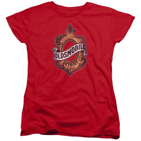 Oldsmobile Womens Shirt Detroit Emblem Red T-Shirt