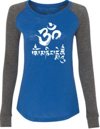 OM Mani Padme Hum Ladies Long Sleeve Preppy Patch Yoga Shirt