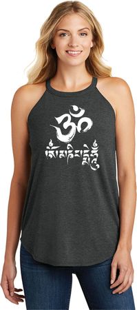 OM Mani Padme Hum Ladies Tri Blend Rocker Yoga Tank Top