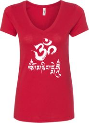 OM Mani Padme Hum Ladies V-Neck Yoga Shirt