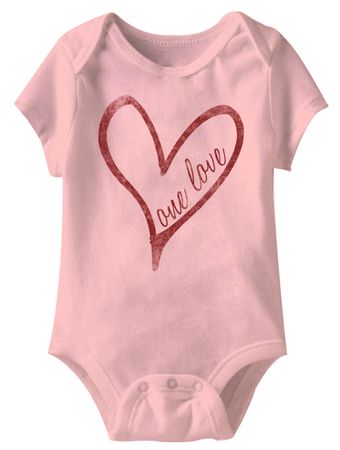 One Love Funny Baby Romper Pink Infant Babies Creeper