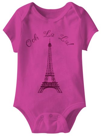 Ooh La La Eiffel Tower Funny Baby Romper Hot Pink Infant Babies Creeper