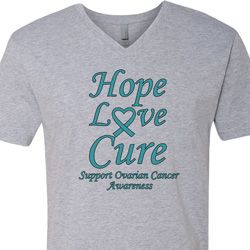 Ovarian Cancer Awareness Hope Love Cure V-neck