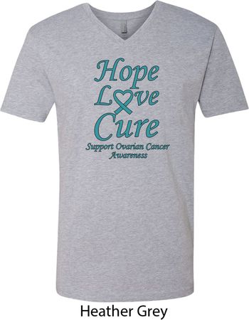 Ovarian Cancer Awareness Hope Love Cure V-neck