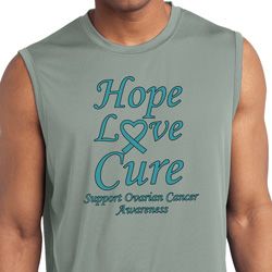 Ovarian Cancer Hope Love Cure Dry Wicking Sleeveless Shirt