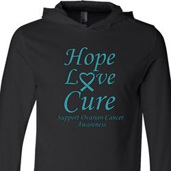 Ovarian Cancer Hope Love Cure Lightweight Hoodie
