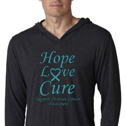 Ovarian Cancer Hope Love Cure Lightweight Hoodie Tee