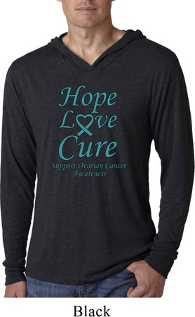 Ovarian Cancer Hope Love Cure Lightweight Hoodie Tee