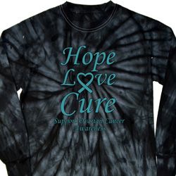 Ovarian Cancer Hope Love Cure Long Sleeve Tie Dye