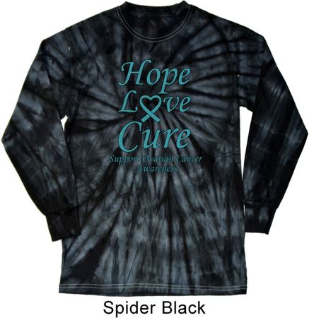 Ovarian Cancer Hope Love Cure Long Sleeve Tie Dye
