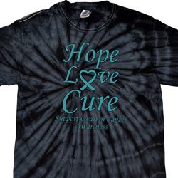 Ovarian Cancer Hope Love Cure Tie Dye T-shirt