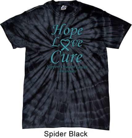 Ovarian Cancer Hope Love Cure Tie Dye T-shirt