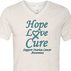 Ovarian Cancer Hope Love Cure Tri Blend V-neck