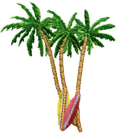 Palm Trees with Surfboards Iron-On Applique Patch