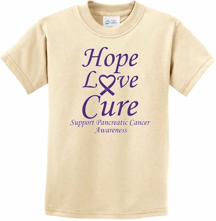 Pancreatic Cancer Hope Love Cure Kids T-shirt
