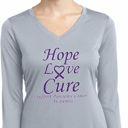 Pancreatic Cancer Hope Love Cure Ladies Dry Wicking Long Sleeve Pancreatic Cancer Hope Love Cure Ladies Dry Wicking Long Sleeve