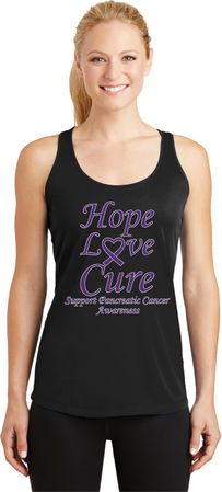 Pancreatic Cancer Hope Love Cure Ladies Dry Wicking Racerback