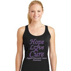 Pancreatic Cancer Hope Love Cure Ladies Dry Wicking Racerback Pancreatic Cancer Hope Love Cure Ladies Dry Wicking Racerback