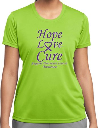 Pancreatic Cancer Hope Love Cure Ladies Dry Wicking T-shirt