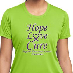 Pancreatic Cancer Hope Love Cure Ladies Dry Wicking T-shirt Pancreatic Cancer Hope Love Cure Ladies Dry Wicking T-shirt