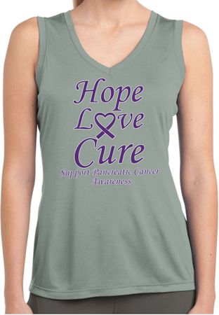 Pancreatic Cancer Hope Love Cure Ladies Dry Wicking Tank Top