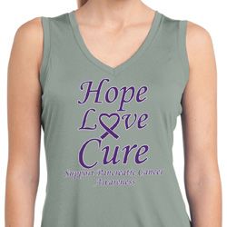 Pancreatic Cancer Hope Love Cure Ladies Dry Wicking Tank Top Pancreatic Cancer Hope Love Cure Ladies Dry Wicking Tank Top