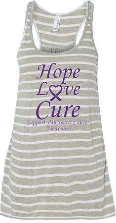 Pancreatic Cancer Hope Love Cure Ladies Flowy Racerback