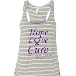 Pancreatic Cancer Hope Love Cure Ladies Flowy Racerback Pancreatic Cancer Hope Love Cure Ladies Flowy Racerback