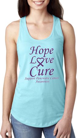 Pancreatic Cancer Hope Love Cure Ladies Ideal Racerback