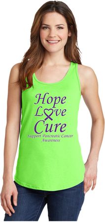 Pancreatic Cancer Hope Love Cure Ladies Tank Top