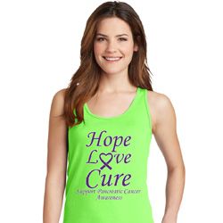 Pancreatic Cancer Hope Love Cure Ladies Tank Top Pancreatic Cancer Hope Love Cure Ladies Tank Top