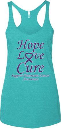 Pancreatic Cancer Hope Love Cure Ladies Tri Blend Racerback
