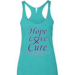 Pancreatic Cancer Hope Love Cure Ladies Tri Blend Racerback Pancreatic Cancer Hope Love Cure Ladies Tri Blend Racerback