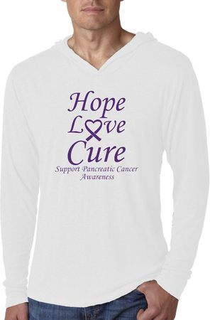 Pancreatic Cancer Hope Love Cure Lightweight Hoodie Tee