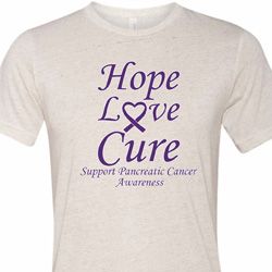 Pancreatic Cancer Shirt Hope Love Cure Tri Blend Tee Pancreatic Cancer Shirt Hope Love Cure Tri Blend Tee