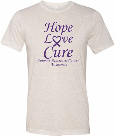 Pancreatic Cancer Shirt Hope Love Cure Tri Blend Tee
