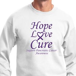 Pancreatic Cancer Sweatshirt Hope Love Cure Sweat Shirt Pancreatic Cancer Sweatshirt Hope Love Cure Sweat Shirt