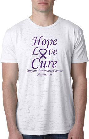 Pancreatic Cancer Tee Hope Love Cure Burnout Shirt